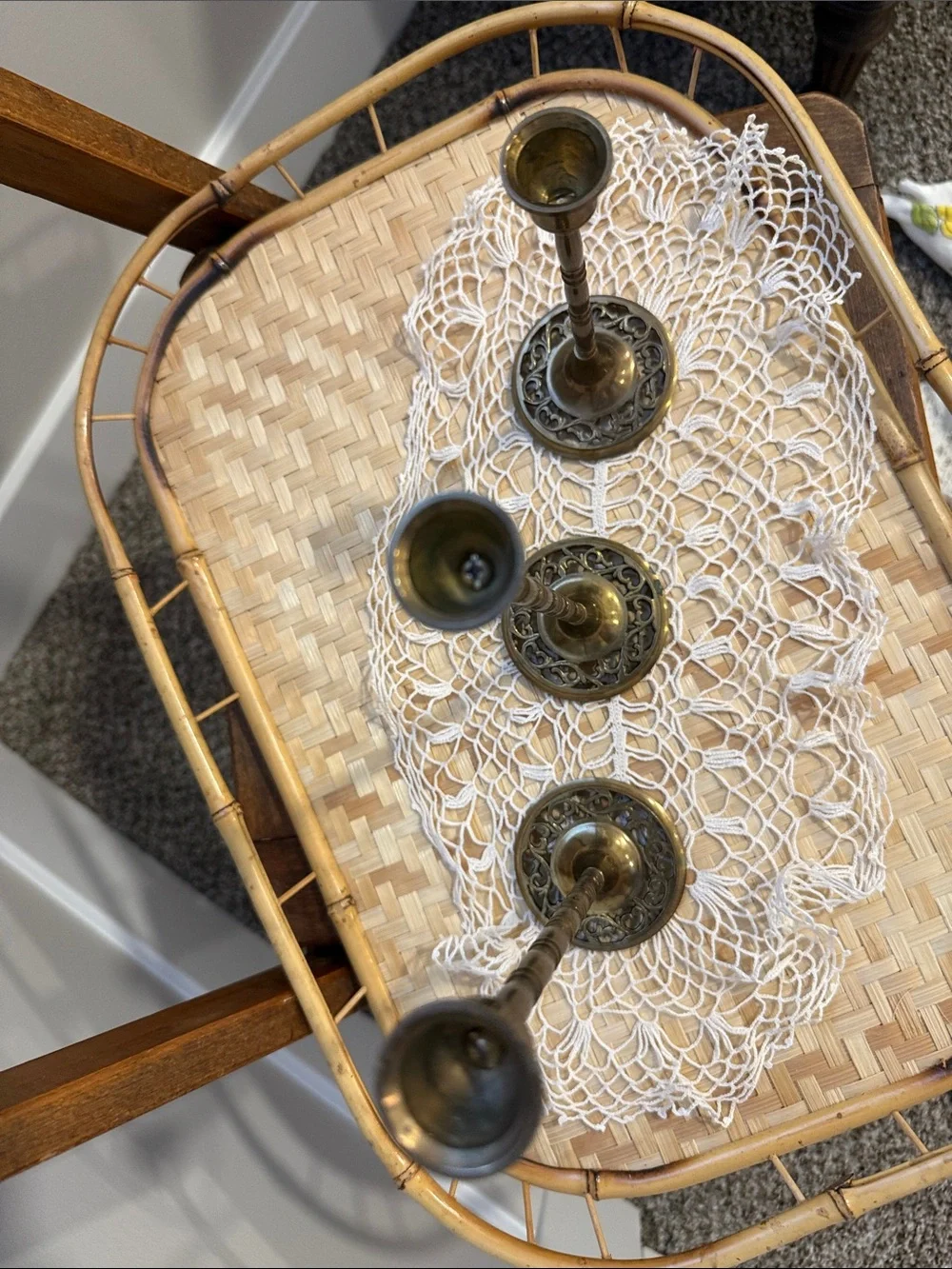 Vintage Brass Candlestick Holders Set of 3 Openwork Brass Traditional Decor
